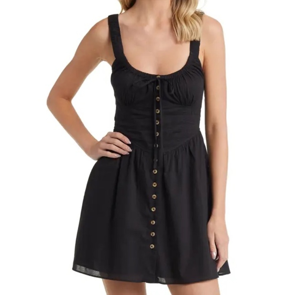 BDG Urban Outfitters Women M Black Cotton Boho Grunge Azealia Corset Mini Dress